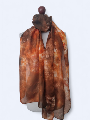 Szal jedwabny pomarańcz z brązem