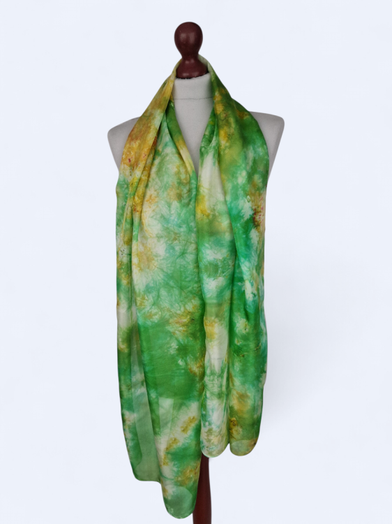 Szal jedwabny delikatny i zwiewny wielokolorowy