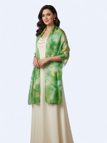 Szal jedwabny delikatny i zwiewny wielokolorowy