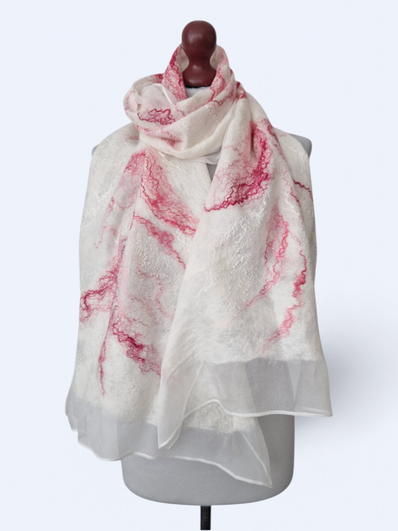 Szal jedwabno wełniany elegancki