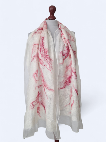 Szal jedwabno wełniany elegancki