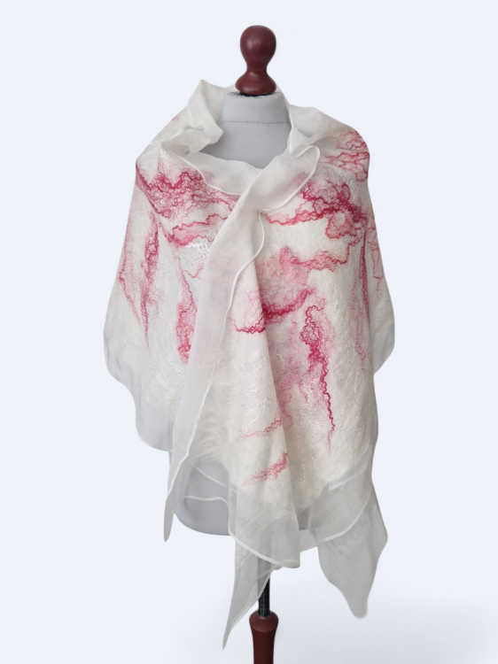 Szal jedwabno wełniany elegancki