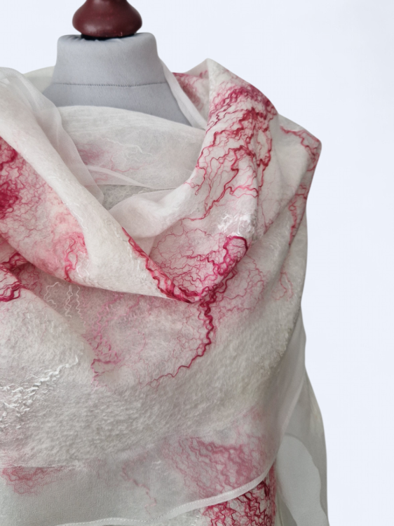 Szal jedwabno wełniany elegancki