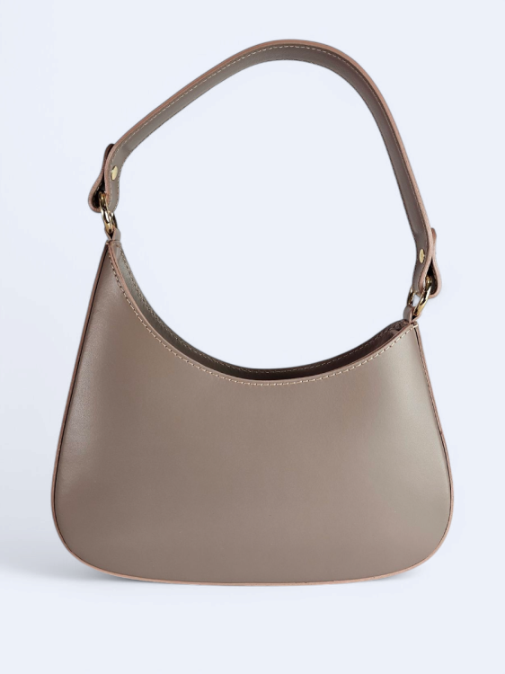 Torebka skórzana kuferek – ciemno beżowa