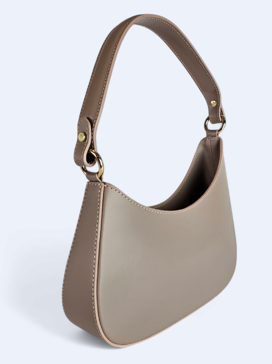 Torebka skórzana kuferek – ciemno beżowa