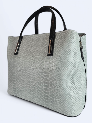 Elegancki kuferek z tłoczonej skóry szary