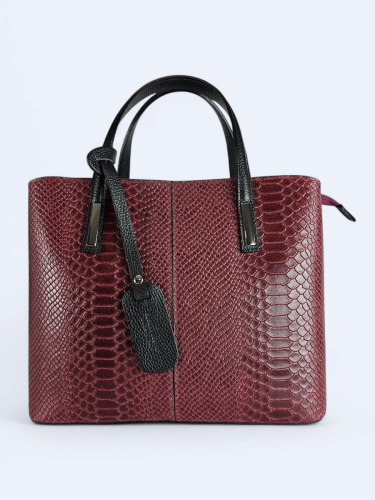 Elegancki kuferek z tłoczonej skóry bordowy