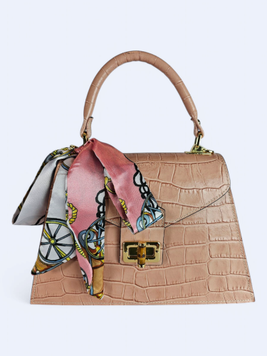 Elegancka torebka kuferek ze skóry naturalnej – pudrowy róż