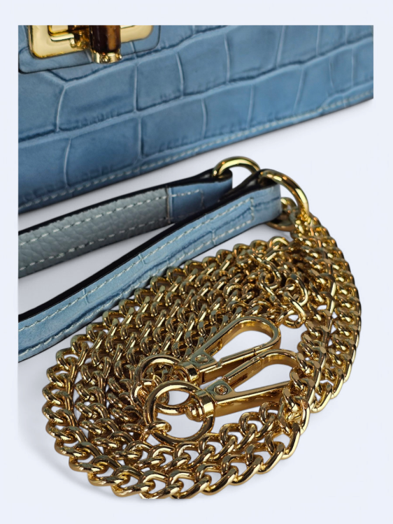 Elegancka torebka kuferek ze skóry naturalnej – bezkresne niebo