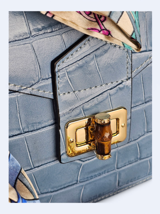 Elegancka torebka kuferek ze skóry naturalnej – bezkresne niebo