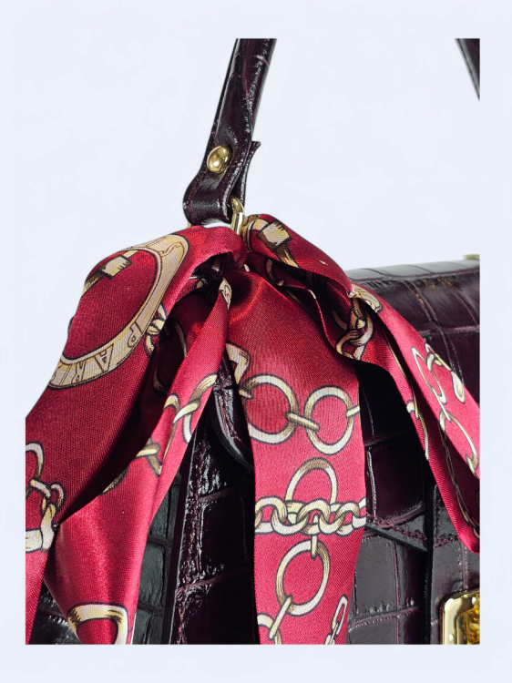 Elegancka torebka kuferek ze skóry naturalnej – dojrzałe wino