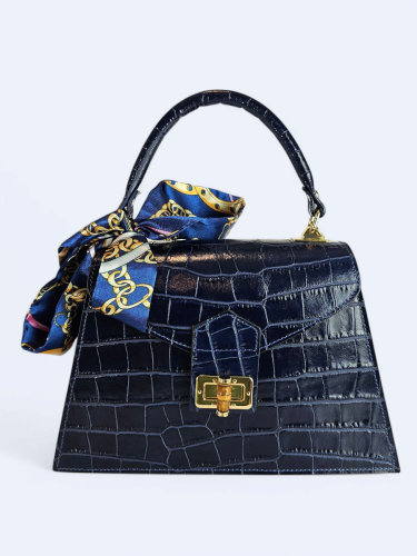 Elegancka torebka kuferek ze skóry naturalnej – nocne niebo