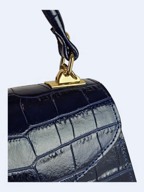 Elegancka torebka kuferek ze skóry naturalnej – nocne niebo