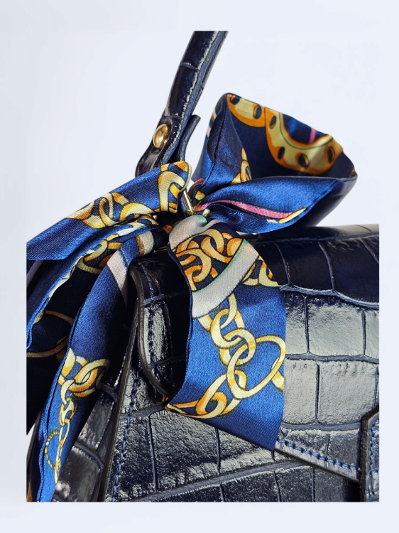 Elegancka torebka kuferek ze skóry naturalnej – nocne niebo