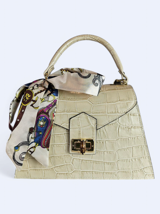 Elegancka torebka kuferek ze skóry naturalnej – harmonijny beż