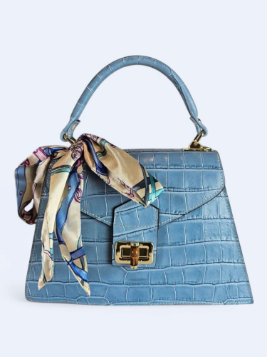 Elegancka torebka kuferek ze skóry naturalnej – bezkresne niebo