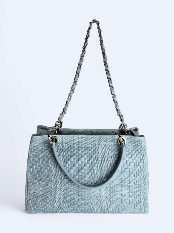Klasyczna torebka z plecionym wzorem jasny błękit