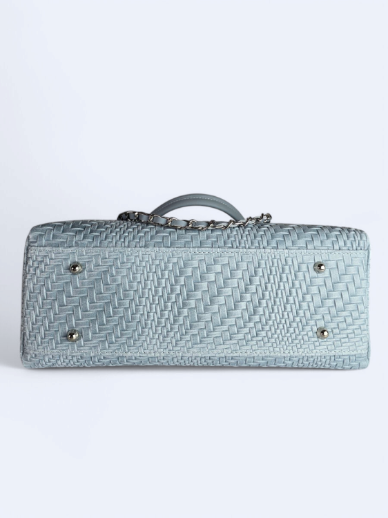Klasyczna torebka z plecionym wzorem jasny błękit