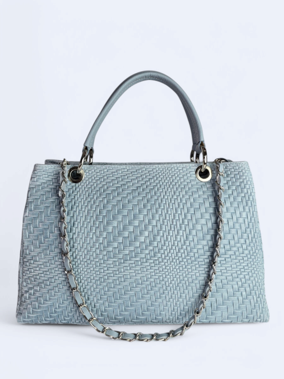 Klasyczna torebka z plecionym wzorem jasny błękit