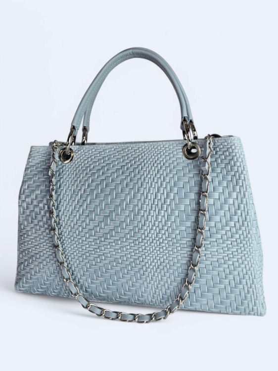 Klasyczna torebka z plecionym wzorem jasny błękit