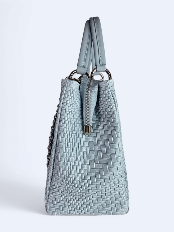 Klasyczna torebka z plecionym wzorem jasny błękit
