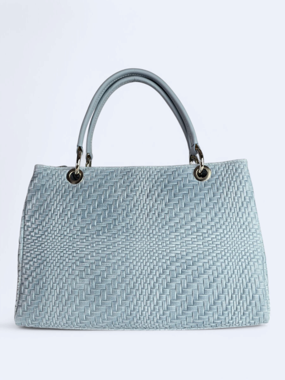 Klasyczna torebka z plecionym wzorem jasny błękit
