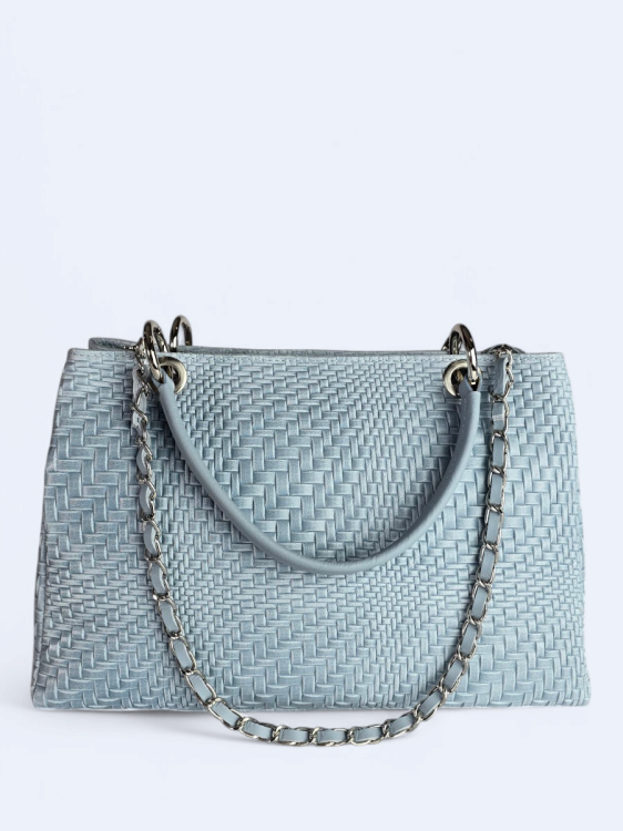 Klasyczna torebka z plecionym wzorem jasny błękit