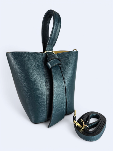 Skórzana damska torba do ręki i na ramię w kolorze morskim