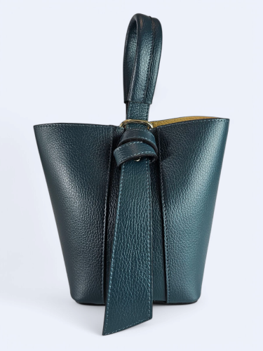 Skórzana damska torba do ręki i na ramię w kolorze morskim