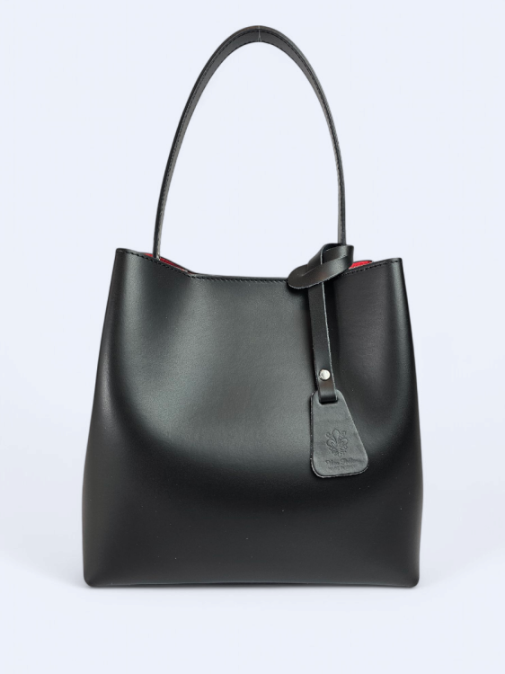 Czarna skórzana damska shopperka VALENTINA