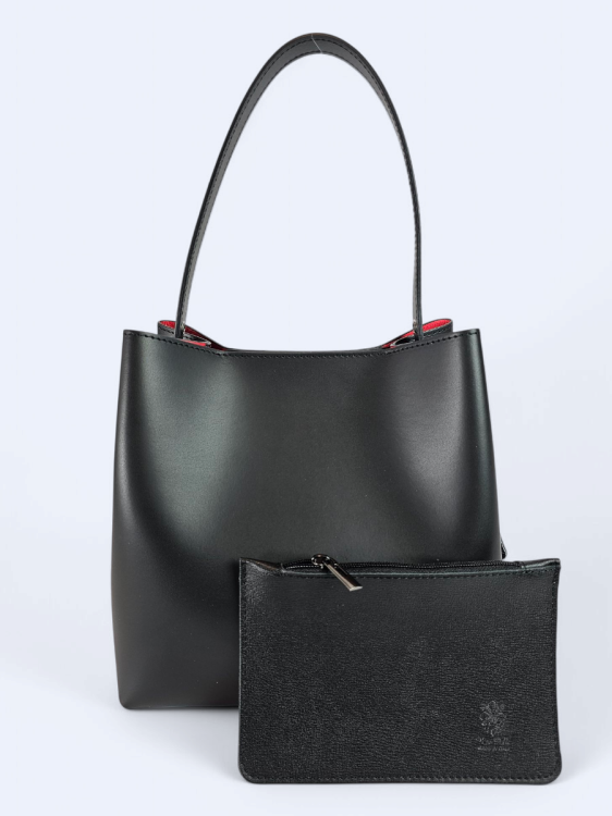 Czarna skórzana damska shopperka VALENTINA