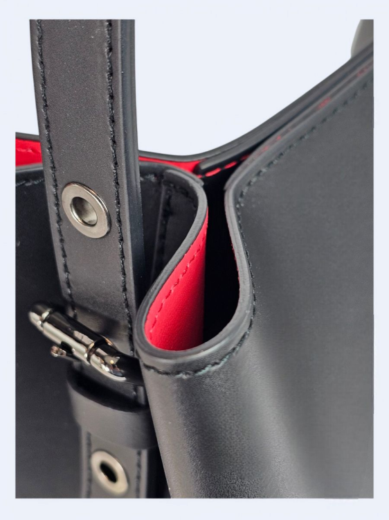 Czarna skórzana damska shopperka VALENTINA