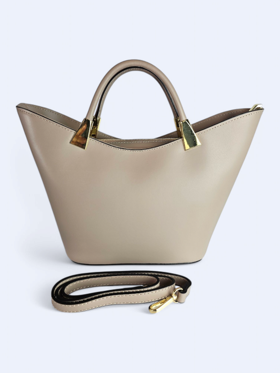 Beżowa klasyczna skórzana torba  GIULIA