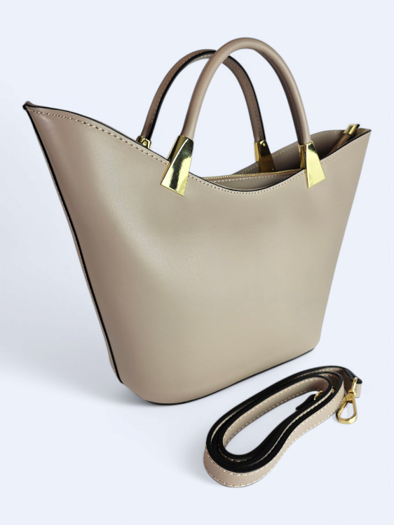 Beżowa klasyczna skórzana torba  GIULIA