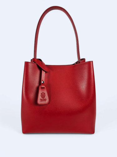 Czerwona skórzana damska shopperka VALENTINA