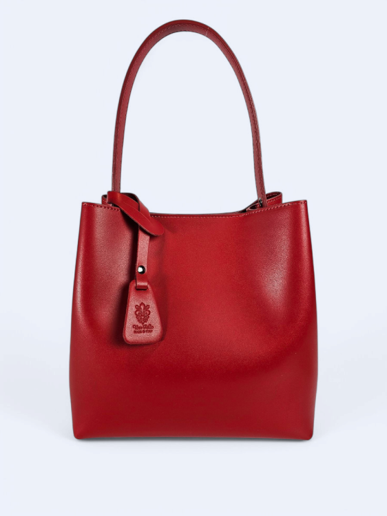 Czerwona skórzana damska shopperka VALENTINA