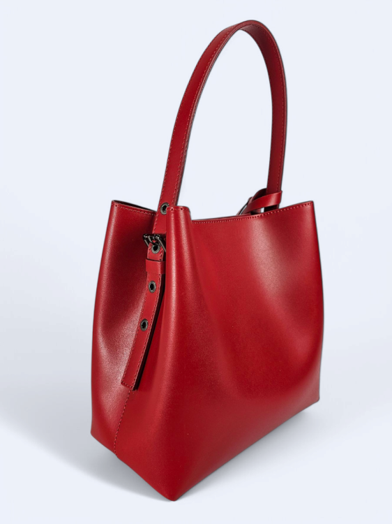 Czerwona skórzana damska shopperka VALENTINA