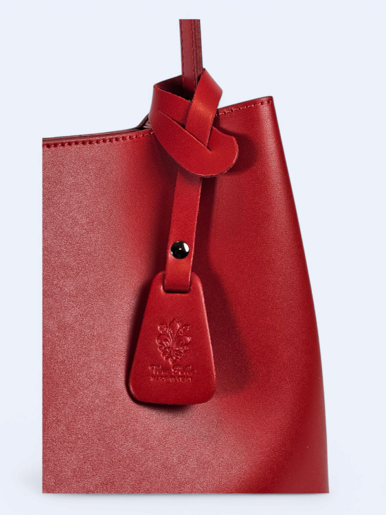 Czerwona skórzana damska shopperka VALENTINA