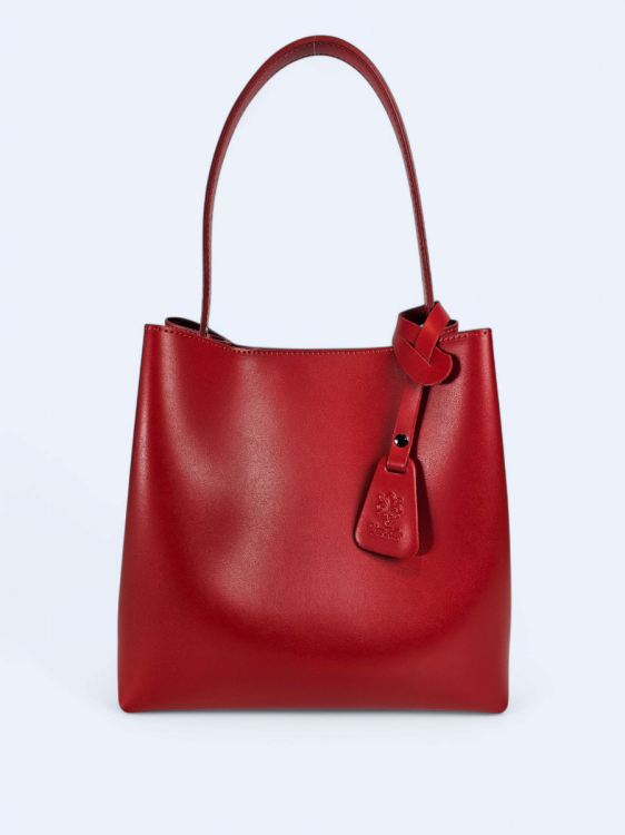 Czerwona skórzana damska shopperka VALENTINA
