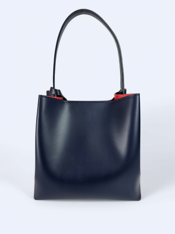 Granatowa skórzana damska shopperka VALENTINA