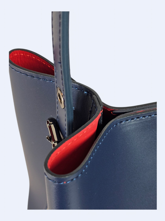 Granatowa skórzana damska shopperka VALENTINA