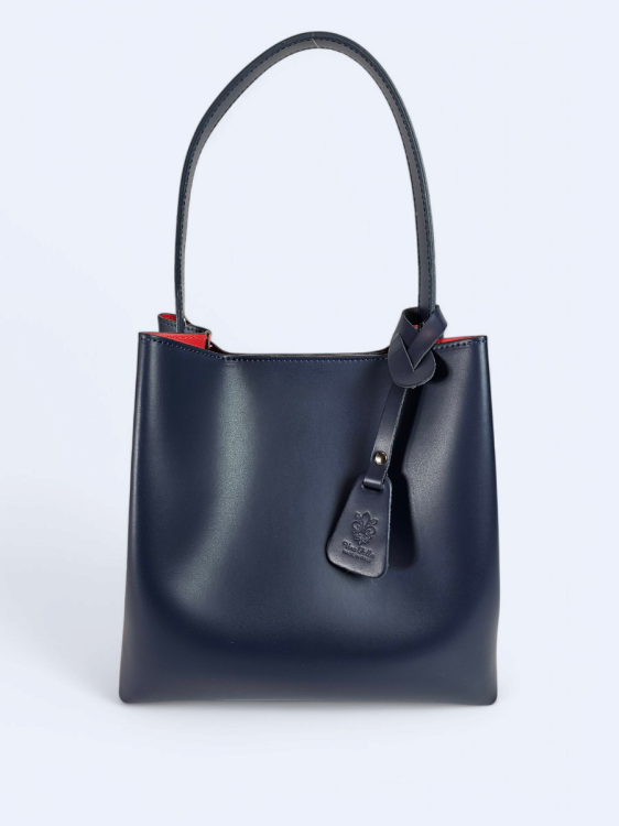 Granatowa skórzana damska shopperka VALENTINA