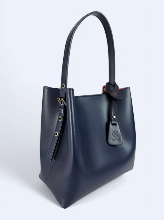 Granatowa skórzana damska shopperka VALENTINA