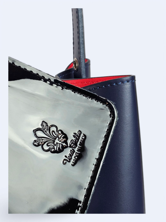 Granatowa skórzana damska shopperka VALENTINA