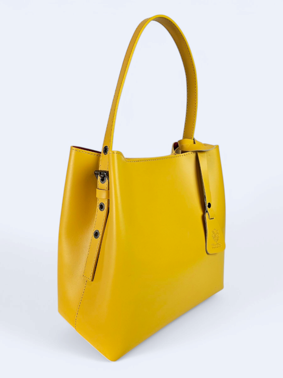 Żółta skórzana damska shopperka VALENTINA