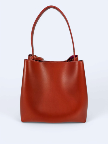 Pomarańczowa skórzana damska  shopperka VALENTINA