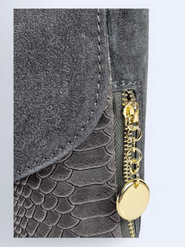 Listonoszka z zamszowej drukowanej skóry gray