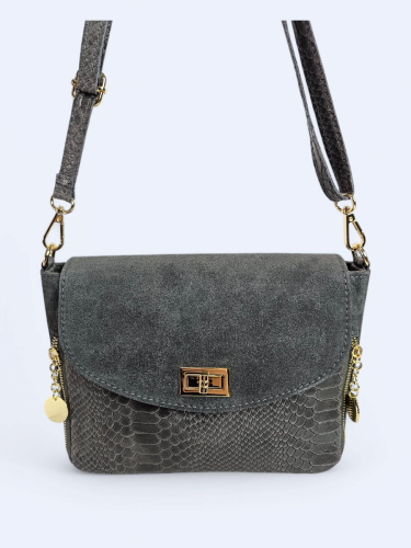 Listonoszka z zamszowej drukowanej skóry gray