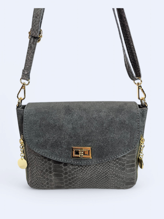 Listonoszka z zamszowej drukowanej skóry gray