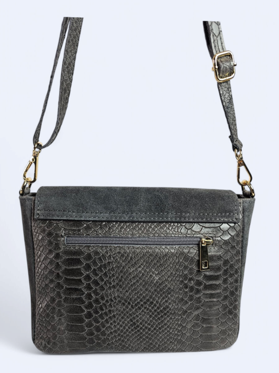 Listonoszka z zamszowej drukowanej skóry gray